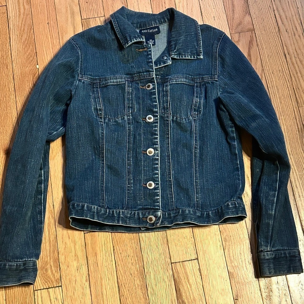 ANN TAYLOR JEANS Blue Jean Jacket Timeless Style Size XS